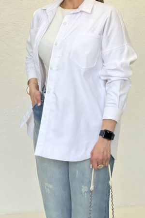 شومیز سفید کتان