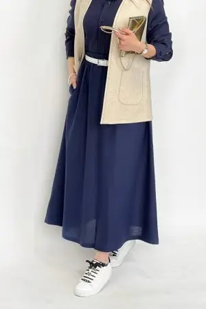 دامن لینن سورمه ای