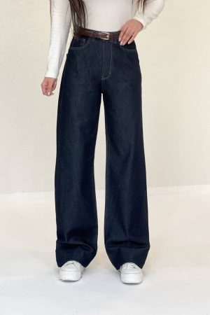 شلوار نیم بگ سورمه ای