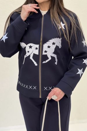 کت گلدوزی هرمس/سورمه ای