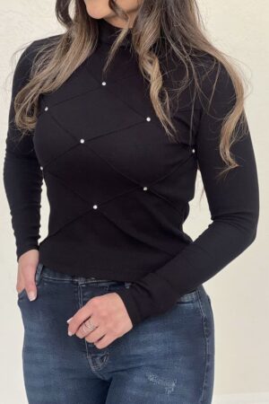 یقه اسکی مرواریدی/مشکی